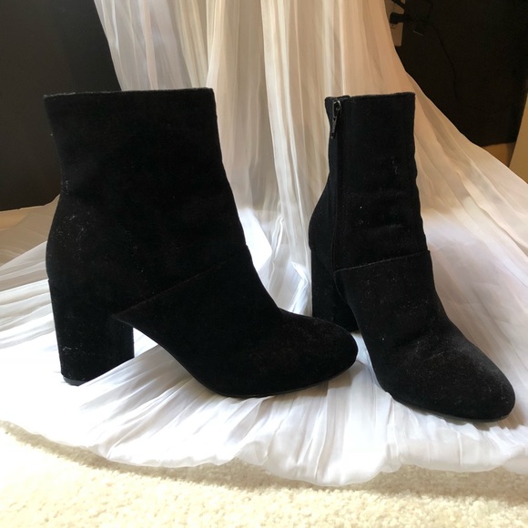 black velvet ankle booties